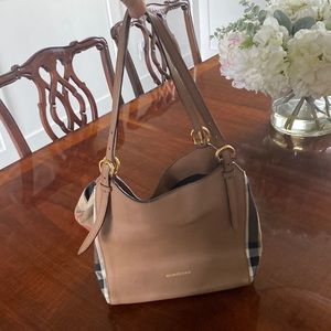 Auth Burberry Nova Check & Leather Handbag Purse